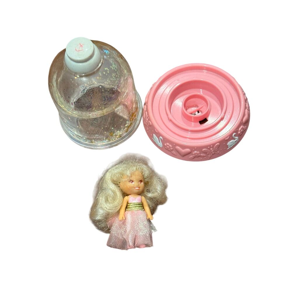 krystal princess VTG 92 playskool Doll swan pink blonde ballerina glitter globe